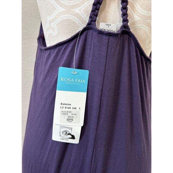 Rosa Faia Brand Womans Plain Violet Large Maxi Halter Dress NWT Beads - Picture 5 of 14